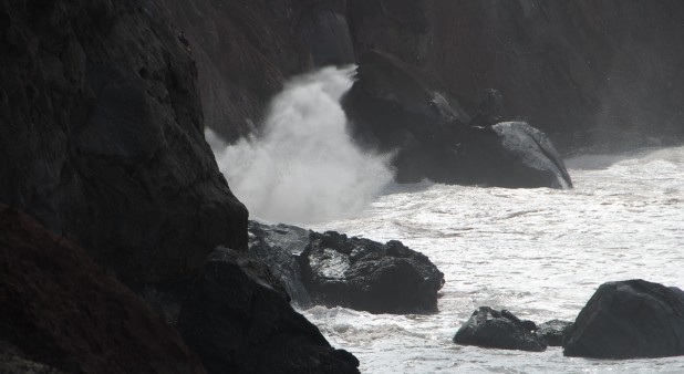 At the base of our cliffs in October