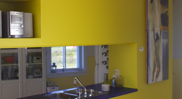 view of the kitchen from the dining room