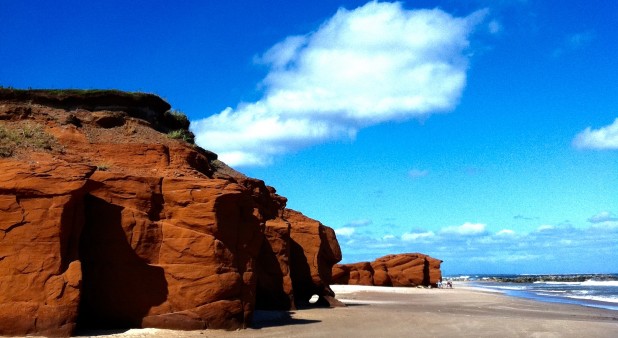 Caverns on the beach in front of the house