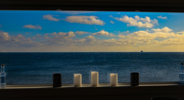 view from the living room and kitchen