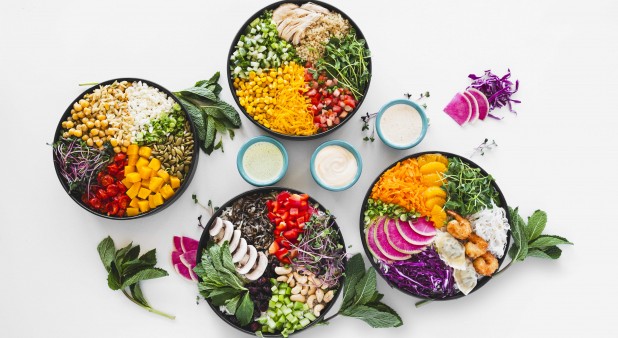 Variety of healthy bowls