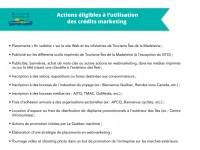 Actions éligibles à l'utilisation des crédits marketing (french only)