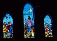 Stained glass windows at Holy Trinity Grosse Ile