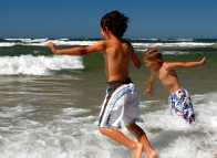 Children swimming, Îles de la Madeleine