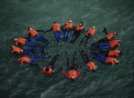 Floating in the caves, Grande-Entrée, Îles de la Madeleine