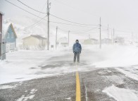 Îles de la Madeleine, Hiver, route, maisons