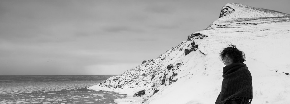 Magdalen Islands, cliff, sea, winter, snow