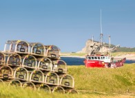 Lobster boat and traps