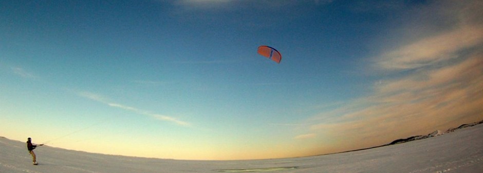 Îles de la Madeleine, banquise, hiver, kite snow