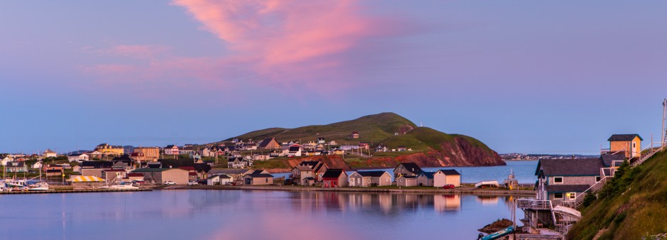 Îles de la Madeleine, La Grave, sunset, lagune, colored houses