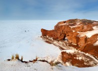 Îles de la Madeleine, hiver, falaises rouges