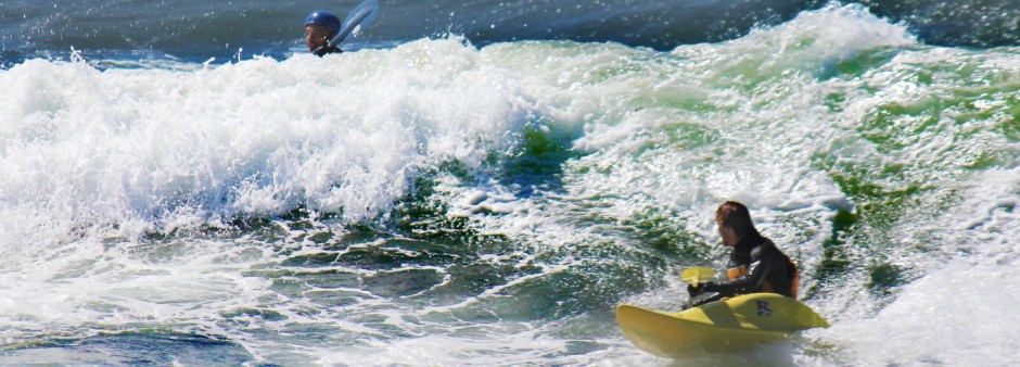 Playing in the waves in the Îles de la Madeleine