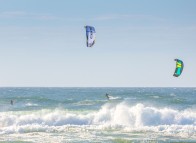 kitesurfing in the waves